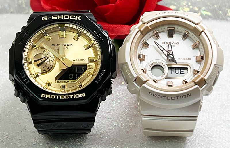 恋人たちのGショック ペアウオッチ G-SHOCK ペア腕時計 夫婦 高級 g-shock カシオ 2本セット gショック アナデジGA-2100GB-1AJFBGA-280BA-4AJF クリスマス 誕生日 御祝い還暦 銀婚式 結婚記念日 婚約