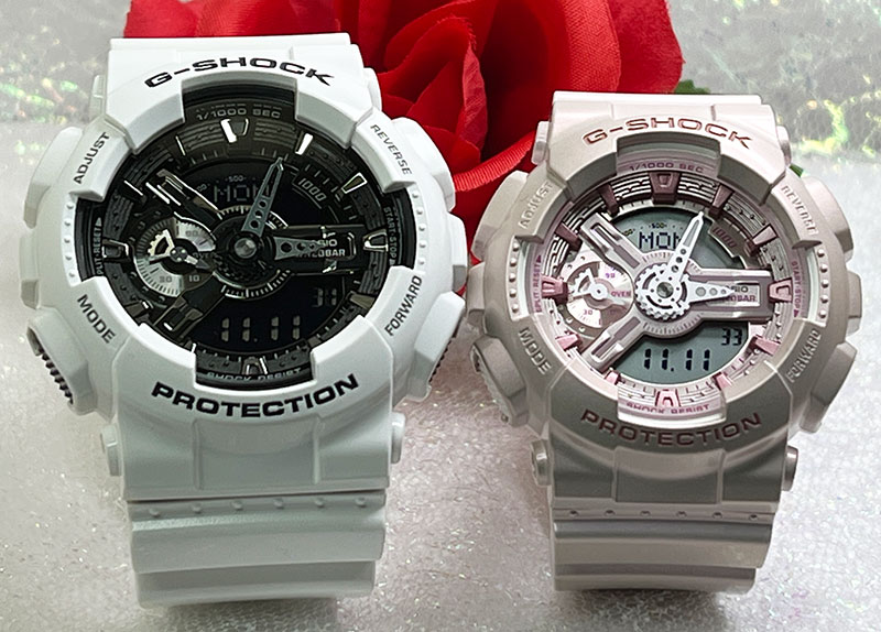 恋人たちのGショック ペアウオッチ G-SHOCK BABY-G ペア腕時計 カシオ 2本セット GA-110GW-7AJF GMA-S110ST-4AJF 電池式 プレゼント ラッピング無料 人気 婚約 夫婦 高級 クリスマス プレゼント おすすめ 誕生日 御祝い還暦 銀婚式 結婚記念日 婚約