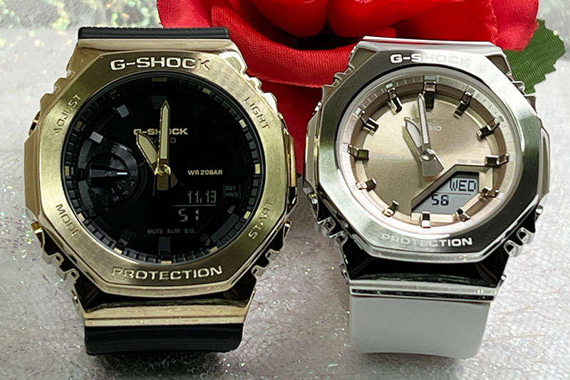 ペアウオッチ gショック恋人たちのGショック ペアウオッチ gショック 人気 婚約 夫婦 高級 クリスマス プレゼント おすすめG-SHOCK カシオ 2本セット アナデジ デジタル 電池式 GM-2100BB-1AJF GM-S2110-7A9JF 誕生日 御祝い 銀婚式 結婚記念日
