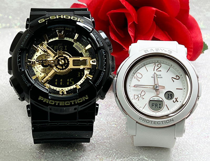 恋人たちのGショックペアウオッチG-SHOCK BABY-G ペア腕時計 カシオ 2本セット GA-110GB-1AJF BGA-290RA-7AJFプレゼント ブランド 婚約 夫婦 高級 クリスマス プレゼント