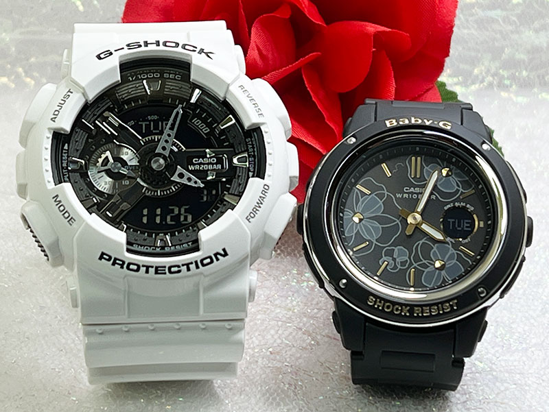 恋人たちのGショック ペアウオッチ G-SHOCK BABY-G ペア腕時計 カシオ 2本セットGA-110GW-7AJF BGA-150FL-1AJF 電池式 プレゼント ラッピング無料 人気 婚約 夫婦 高級 クリスマス プレゼント おすすめ 誕生日 御祝い還暦 銀婚式 結婚記念日 婚約