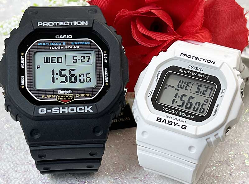 C, D, T, R, W - 【愛してる！一緒にタフな時を刻もう】恋人たちのGショック ペアウオッチgショック 人気 婚約 夫婦 クリスマス プレゼント おすすめ G-SHOCK BABY-G カシオ 2本セット GW-BX5600-1JFBGD56507JFソーラー電波 誕生日 御祝い 還暦 銀婚式 結婚記念日