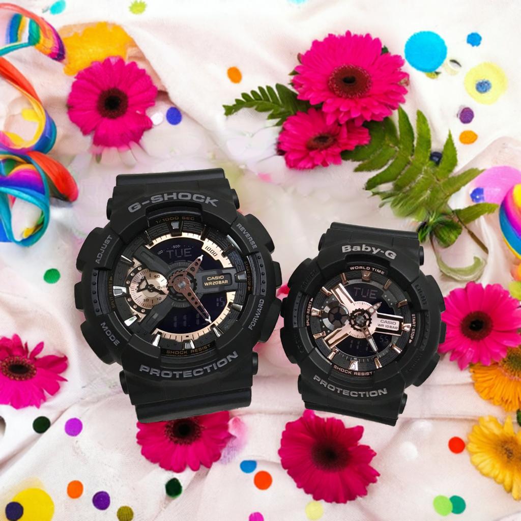 恋人たちのGショック ペアウオッチ ペアブレスレット G-SHOCK BABY-G カシオ 2本セット GA-110RG-1AJF BA-110RG-1AJF ラッピング無料 ペアアクセサリー 人気 婚約 夫婦 高級 クリスマス プレゼント おすすめ 誕生日 御祝い還暦 銀婚式 結婚記念日 婚約