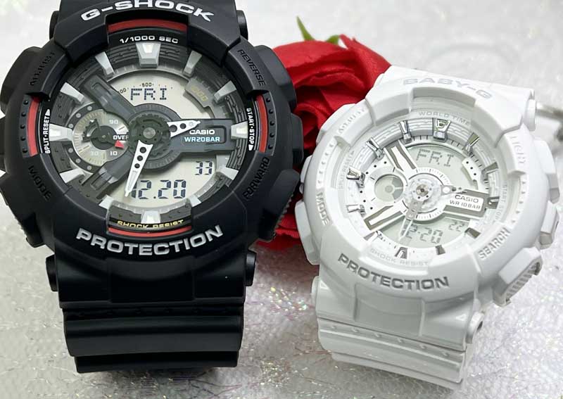 恋人たちのGショック ペアウオッチ G-SHOCK BABY-G ペア腕時計 カシオ 2本セット アナデジ GA-110RL-1AJF BA-110-7A3JFホワイト 白 人気 婚約 夫婦 高級 クリスマス プレゼント おすすめ 誕生日 御祝い還暦 銀婚式 結婚記念日 婚約