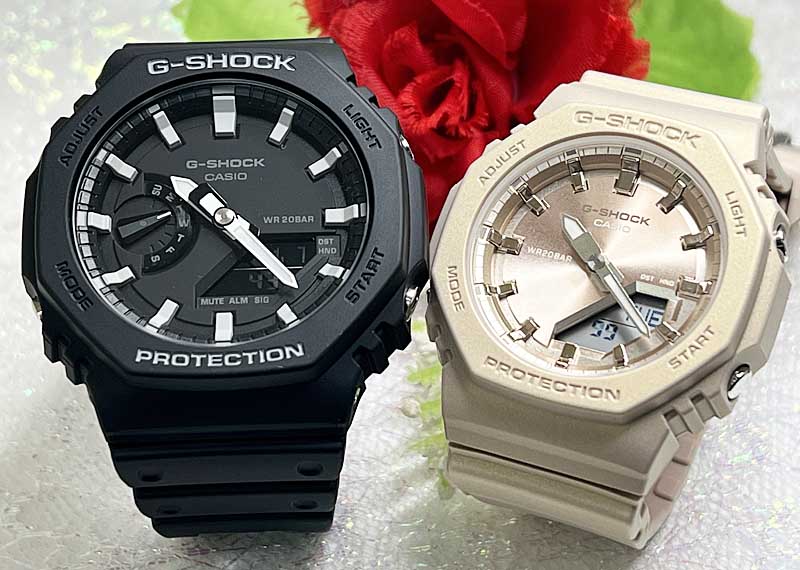 恋人たちのGショック ペアウオッチ G-SHOCK BABY-G ペア腕時計 カシオ 2本セット GA-2100-1AJF GMA-P2100ST-9AJF電池式 アナデジ 手書きの クリスマス 誕生日 御祝い還暦 銀婚式 結婚記念日 婚約 人気 婚約 夫婦 高級クリスマス プレゼント おすすめ