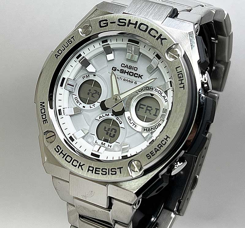 【ごつい腕に似合う腕時計】l国内正規品 Gショック G-SHOCK カシオ メンズウオッチ メタルブレスアナデジ GST-W110D-7AJF ホワイト文字盤 　白文字盤　電波ソーラー大人のG-SHOCK Gスチール 腕時計 ラッピング無料 g-shock