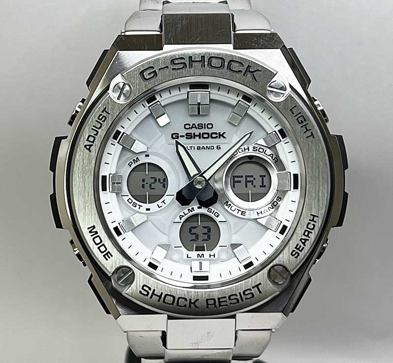 【ごつい腕に似合う腕時計】l国内正規品 Gショック G-SHOCK カシオ メンズウオッチ メタルブレスアナデジ GST-W110D-7AJF ホワイト文字盤 　白文字盤　電波ソーラー大人のG-SHOCK Gスチール 腕時計 ラッピング無料 g-shock