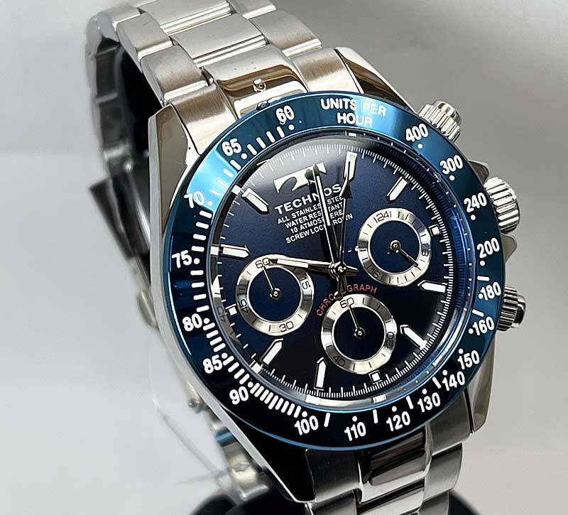 テクノス 腕時計 メンズウォッチ TECHNOS technos 腕時計 大人気のタイプですブルーベゼルにブルー文字盤です T4C02NN ラッピング無料 手書きのメッセージカード