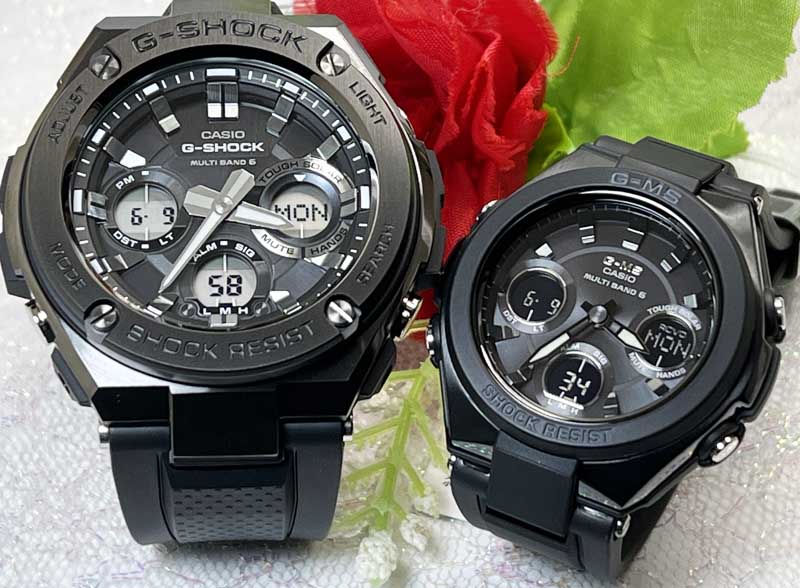 ペアウオッチ gショック恋人たちのGショックペア G-SHOCK BABY-G ペアウォッチ ペア腕時計 カシオ 2本セット 電波ソーラーです アナデジ 人気 婚約 夫婦 高級 クリスマス プレゼント おすすめ GST-W110MS-1AJFMSG-W100G-1AJF