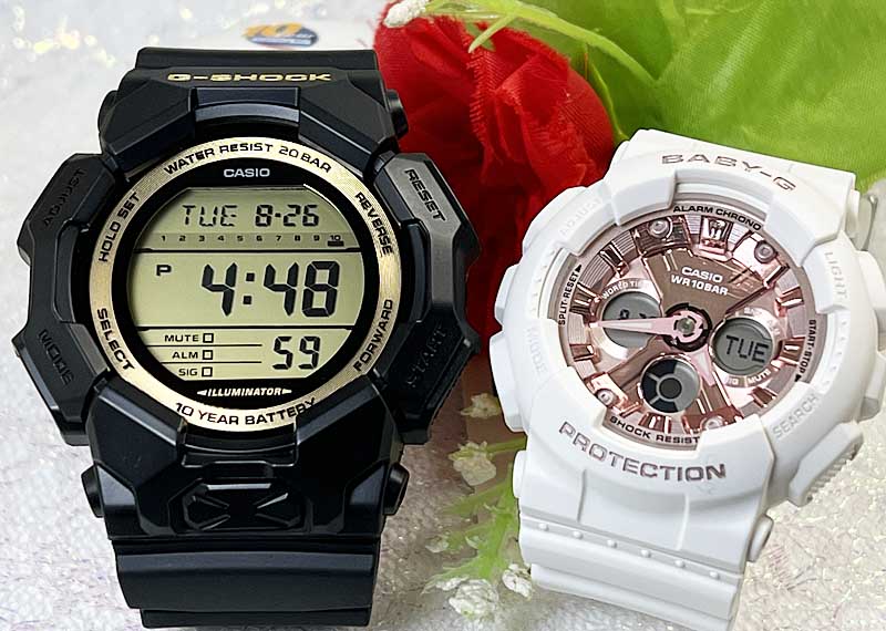 恋人たちのGショックペアウオッチ G-SHOCK BABY-G カシオ 2本セット アナデジ 新品 クリスマス プレゼント 誕生日 御祝い還暦 銀婚式 結婚記念日 婚約 人気 婚約 夫婦 高級 白 ホワイト おすすめ GD-010GB-1A9JFBA-130-7A1JF
