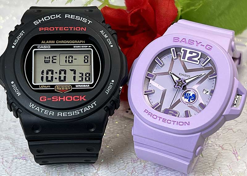 ペアウオッチ gショック恋人たちのGショック ペアウオッチ G-SHOCK ペア腕時計 カシオ プレゼント ギフト クリスマス　誕生日 御祝い還暦 銀婚式　結婚記念日　バレンタイン 婚約　婚約　夫婦 高級　クリスマス プレゼント DW-5750UE-1JFBGA-10D-6AJF