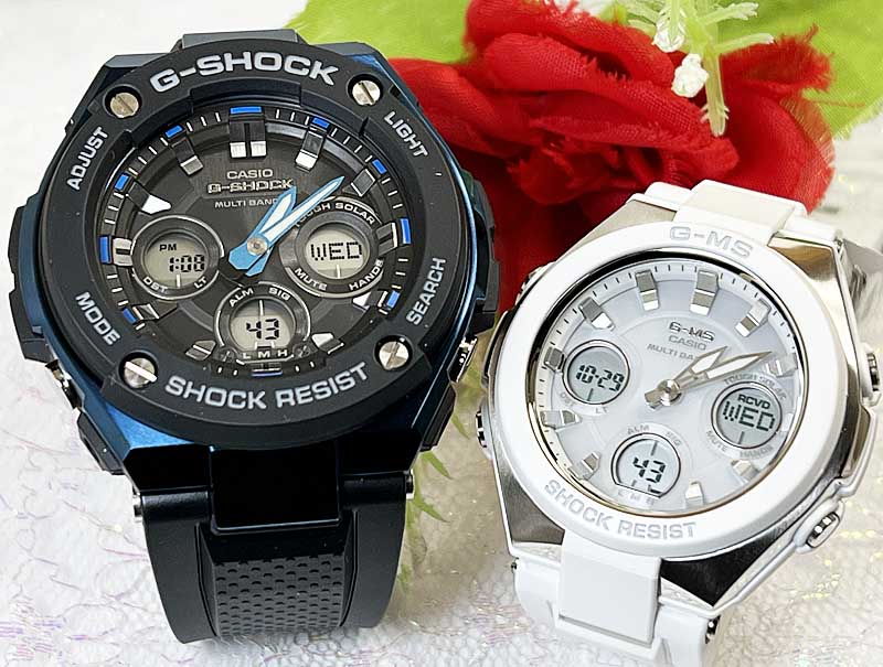 ペアウオッチ gショック恋人たちのGショックペアホワイト＆ブラック G-SHOCK BABY-G ペアウォッチ カシオ 2本セット 電波ソーラー GST-W300G-1A2JFMSG-W100-7AJF　記念日 誕生日 夫婦 高級クリスマス プレゼント