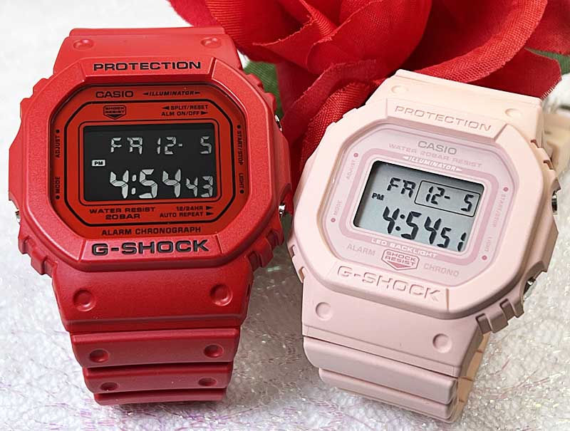 【これからの未来も、あなたと一緒に刻みたい】恋人たちのGショック ペアウオッチ G-SHOCK BABY-G ペア腕時計 カシオ 2本セット DW-5600RRB-4JFGMD-S5600BA-4JFデジタル クリスマス 誕生日 御祝い 銀婚式 結婚記念日 婚約 夫婦 手書きのメッセージお付けします