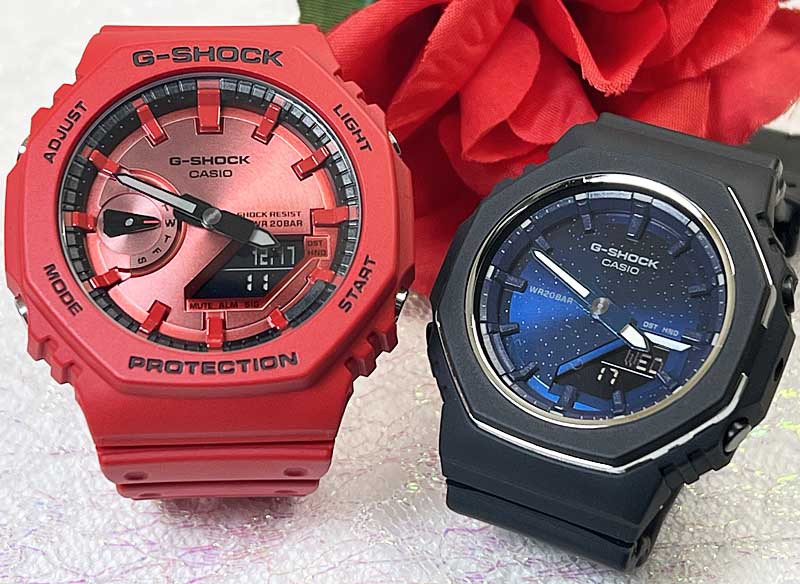 【2000円クーポン対象】恋人たちのGショック ペアウオッチ G-SHOCK BABY-G ペア腕時計 カシオ 2本セットGA-2100RRB-4AJFGMA-P2110SC-2AJFプレゼント ラッピング無料 メッセージカード クリスマス プレゼント 誕生日 御祝い 還暦 銀婚式 結婚記念日 婚約 夫婦