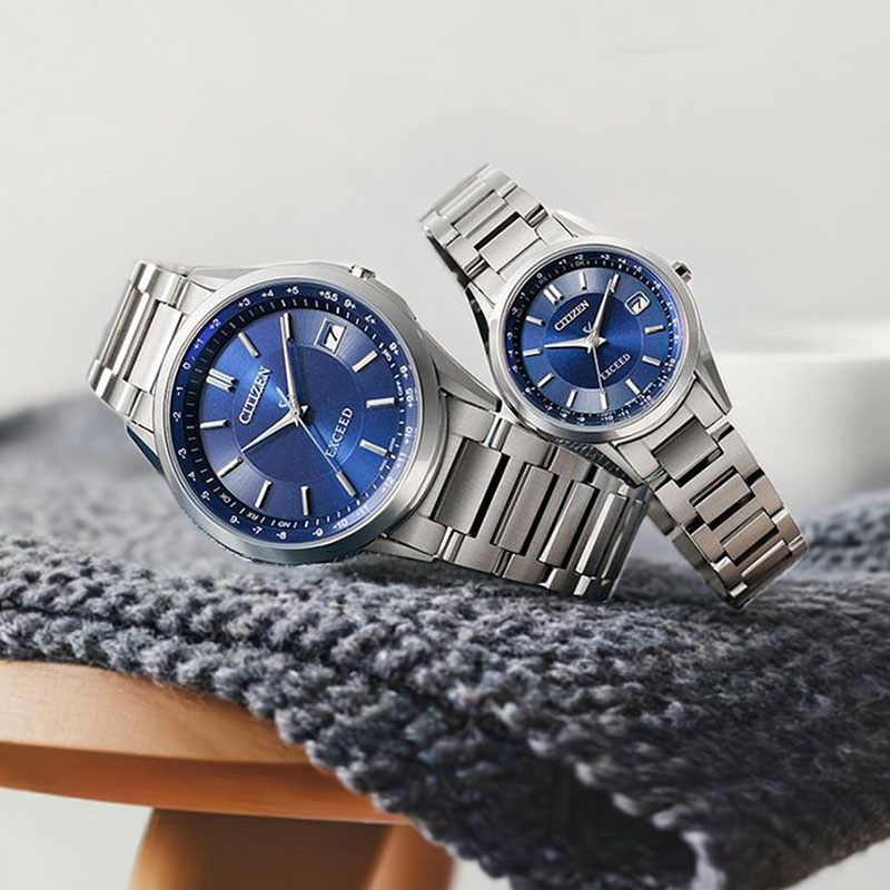 シチズン エクシード 腕時計 CITIZEN EXCEED エコドライブ電波時計 ペアウオッチ 2本セット チタン製 アナログ CB1110-61L ES9370-62L ダイレクトフライトペア パーペチュアルカレンダー