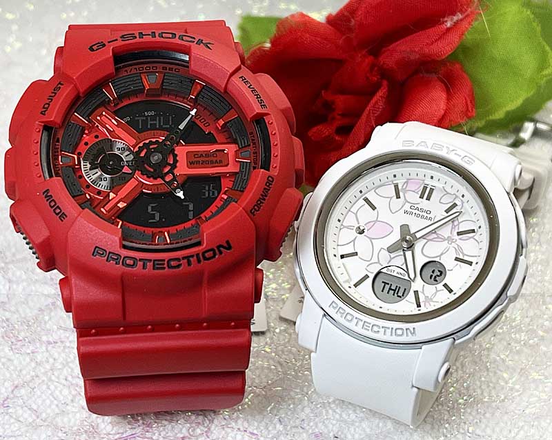 乐天商城 - 【絆をカタチに】 恋人たちのGショック ペアウオッチ G-SHOCK BABY-G ペア腕時計 カシオ 2本セット アナデジ GA-110RRB-4AJFBGA-290FL-7AJF人気 夫婦 高級 クリスマス プレゼント誕生日 御祝い 還暦 結婚記念日