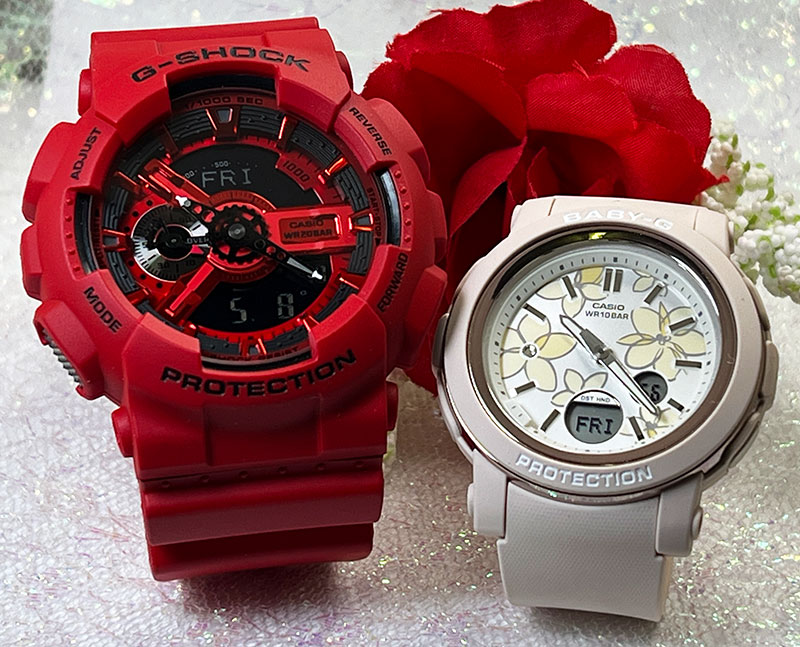 樂天商城 - 【絆をカタチに】 恋人たちのGショック ペアウオッチ G-SHOCK BABY-G ペア腕時計 カシオ 2本セット アナデジ GA-110RRB-4AJFBGA-290FL-4AJF人気 夫婦 高級 クリスマス プレゼント誕生日 御祝い 還暦 結婚記念日