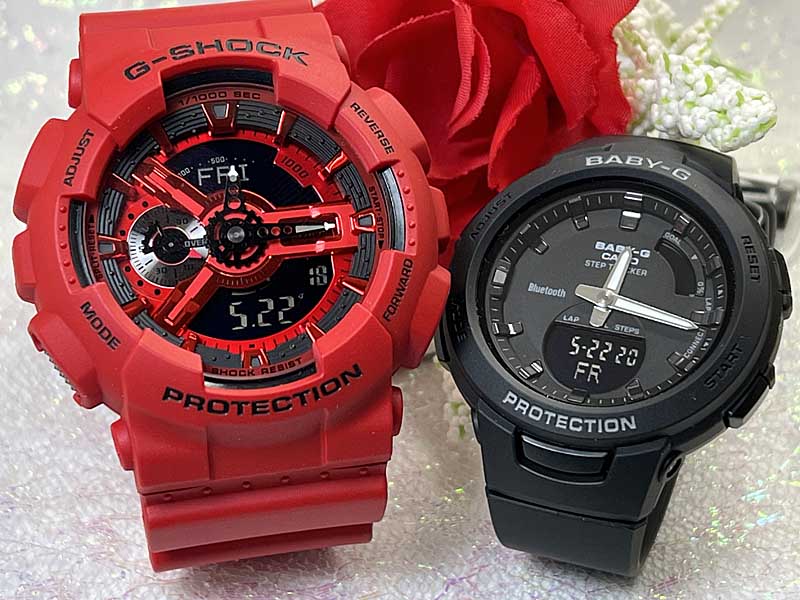 【愛してる！一緒にタフな時を刻もう】 恋人たちのGショック ペアウオッチ G-SHOCK BABY-G ペア腕時計 カシオ 2本セット アナデジ GA-110RRB-4AJFBSA-B100-1AJF人気 夫婦 高級 クリスマス プレゼント おすすめ 誕生日 御祝い 還暦 銀婚式 結婚記念日