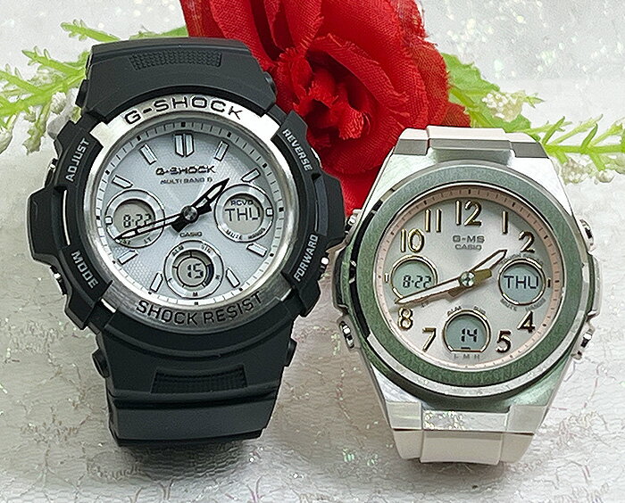 恋人達のGショック ペアウォッチ G-SHOCK BABY-G カシオ 2本セット ソーラー電波 アナデジ AWG-M100S-7AJF MSG-W610FE-4AJF お付けします