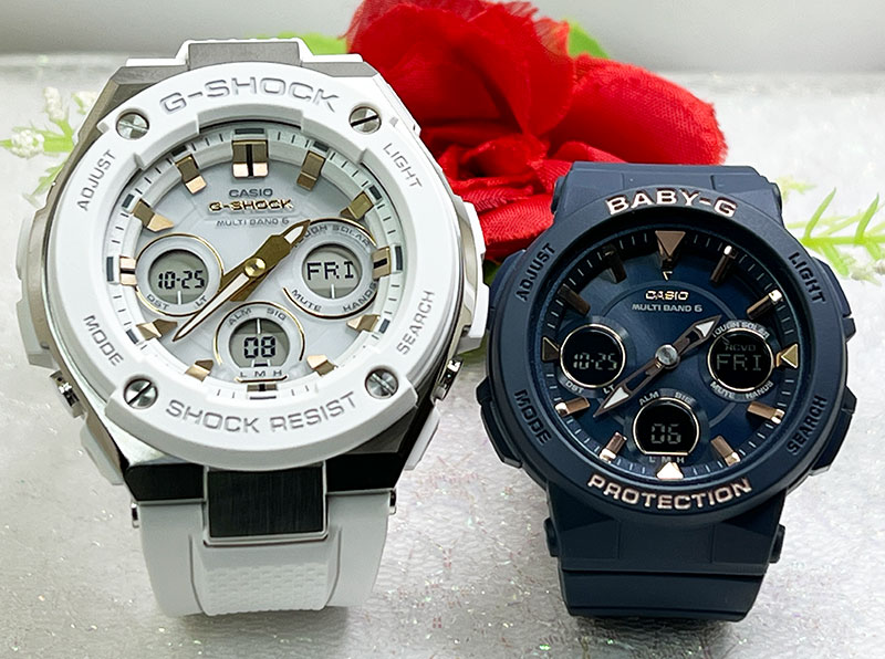ペアウオッチ gショック恋人たちのGショック ペアウォッチ ペアセット G-SHOCK BABY-G カシオ 2本セット 電波ソーラー GST-W300-7AJF BGA-2510-2AJF ラッピング無料 婚約 夫婦 高級 クリスマス プレゼント 誕生日 御祝い 還暦 銀婚式 婚約 結婚