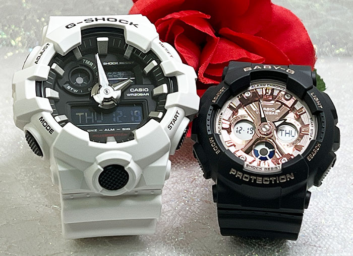 恋人たちのGショック ペアウオッチ G-SHOCK BABY-G ペア腕時計 カシオ 2本セット GA-700-7AJF BA-130-1A4JF プレゼント ラッピング無料 人気 婚約 夫婦 高級 クリスマス プレゼント おすすめプレゼント 誕生日 御祝い 還暦 銀婚式 結婚記念日 婚約