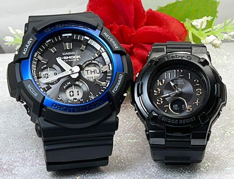 ペアウォッチ g-ショック 恋人たちのGショックペアウォッチ人気 婚約 夫婦 高級 クリスマス プレゼント おすすめ G-SHOCK BABY-G カシオ 2本セット 電波ソーラー GAW-100B-1A2JF BGA-1100DC-1AJF 手書きのメッセージお付けいたします 誕生日 お祝い