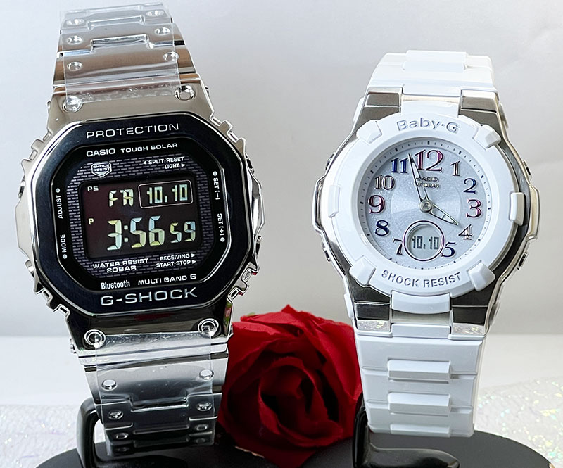 恋人たちのGショック ペアウオッチ G-SHOCK BABY-G カシオ 2本セット 電波ソーラー GMW-B5000BT-1JF BGA-1100GR-7BJF クリスマス　誕生日 御祝い 銀婚式　結婚記念日 人気 婚約 夫婦 高級 クリスマス プレゼント おすすめ