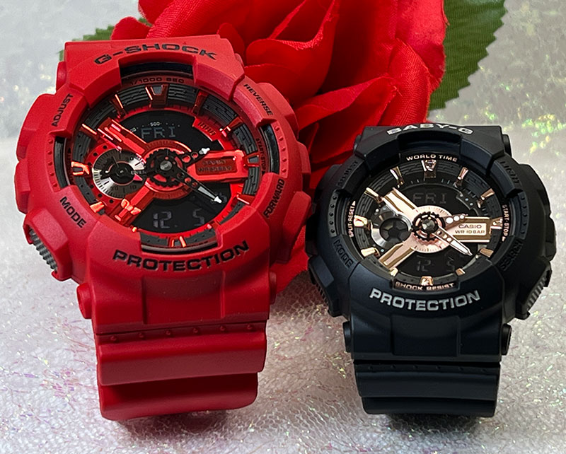 ペアウォッチ gショック 恋人たちのGショック ペアウオッチ G-SHOCK BABY-G ペア腕時計 カシオ 2本セット アナデジ GA-110RRB-4AJF BA-110XRG-1AJF 人気 夫婦 高級 クリスマス プレゼント おすすめ 誕生日 御祝い 還暦 銀婚式 結婚記念日