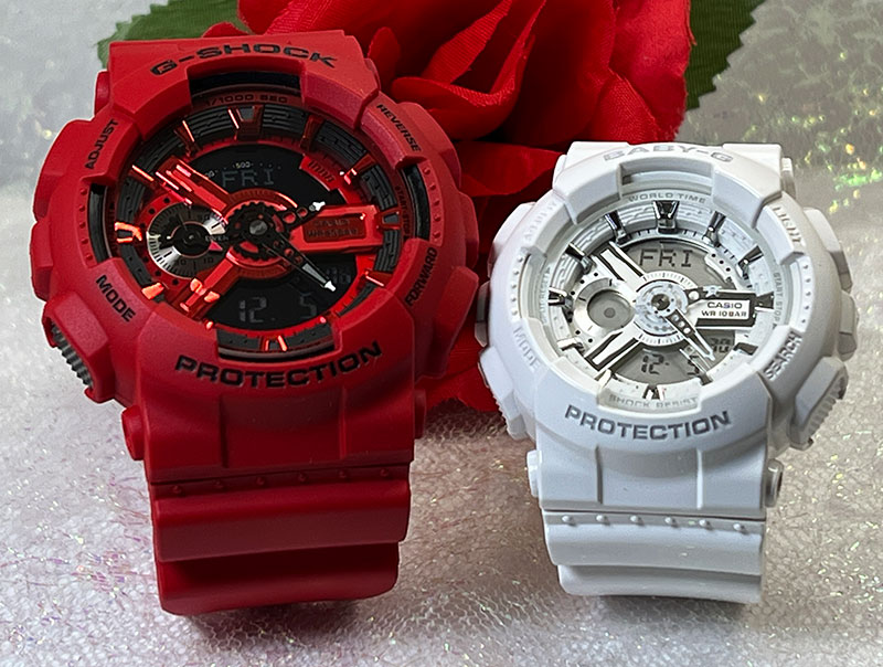 【2000円クーポン対象】 ペアウォッチ gショック 恋人たちのGショック ペアウオッチ G-SHOCK BABY-G ペア腕時計 カシオ 2本セット アナデジ GA-110RRB-4AJF BA-110X-7A3JF 夫婦 高級 クリスマス プレゼント おすすめ 誕生日 御祝い 還暦 銀婚式 結婚記念日
