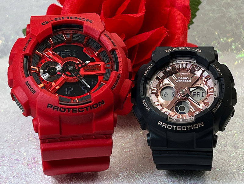 恋人たちのGショック ペアウオッチ G-SHOCK BABY-G ペア腕時計 カシオ 2本セット アナデジ GA-110RRB-4AJF BA-130-1A4JF プレゼント ペアウオッチ 人気 婚約　夫婦 高級　クリスマス プレゼント おすすめ 誕生日 御祝い 還暦 銀婚式 結婚記念日 婚約