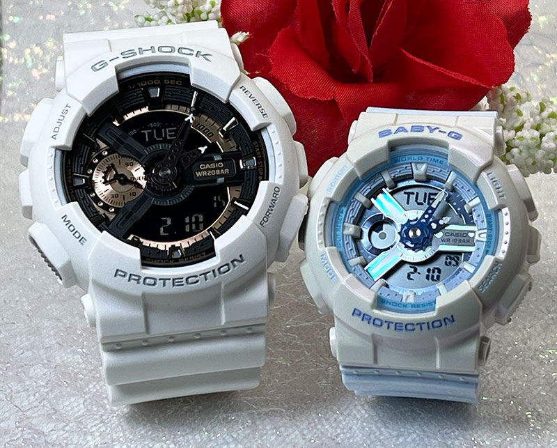 【これからの未来も、あなたと一緒に刻みたい】恋人たちのGショック ペアウオッチ G-SHOCK BABY-G ペア腕時計 カシオ 2本セット GA-110RG-7AJF BA-110PD-2AJF 電池式 誕生日 御祝い還暦 銀婚式 結婚記念日 婚約 人気 婚約 夫婦 クリスマス プレゼント