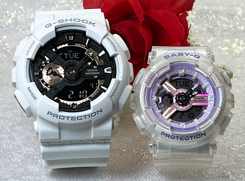【あなたと刻む、これからの時間】恋人たちのGショック ペアウオッチ G-SHOCK BABY-G ペア腕時計 カシオ 2本セット GA-110RG-7AJF BA-110PS-7AJF 電池式 誕生日 御祝い還暦 銀婚式 結婚記念日 婚約 人気 婚約 夫婦 クリスマス プレゼント