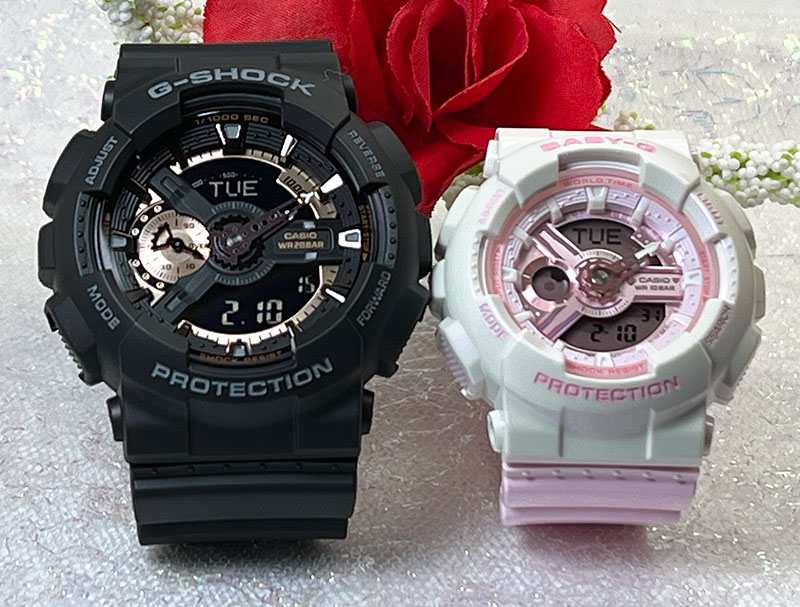 【あなたと刻む、これからの時間】恋人たちのGショック ペアウオッチ G-SHOCK BABY-G ペア腕時計 カシオ 2本セット GA-110RG-1AJF BA-110PD-4AJF 電池式 誕生日 御祝い還暦 銀婚式 結婚記念日 婚約 人気 婚約 夫婦 クリスマス プレゼント