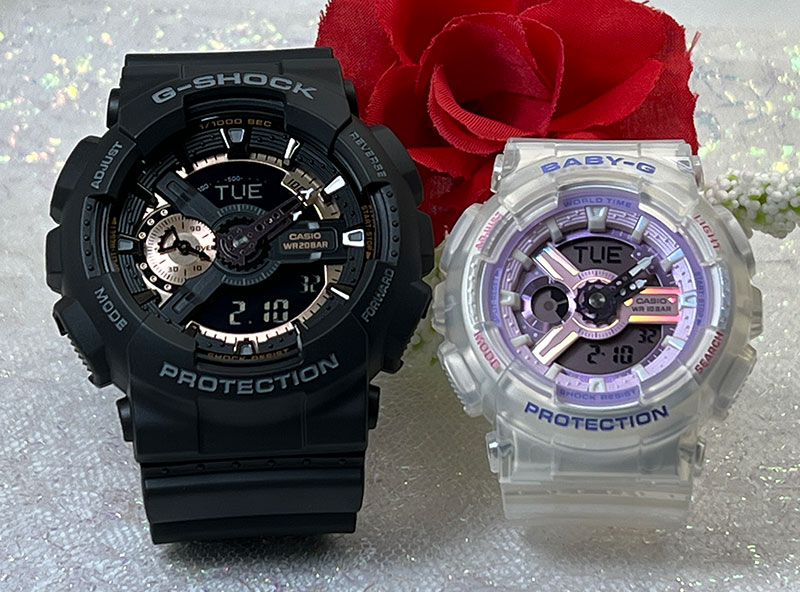 【あなたと刻む、これからの時間】恋人たちのGショック ペアウオッチ G-SHOCK BABY-G ペア腕時計 カシオ 2本セット GA-110RG-1AJF BA-110PS-7AJF 電池式 誕生日 御祝い還暦 銀婚式 結婚記念日 婚約 人気 婚約 夫婦 クリスマス プレゼント