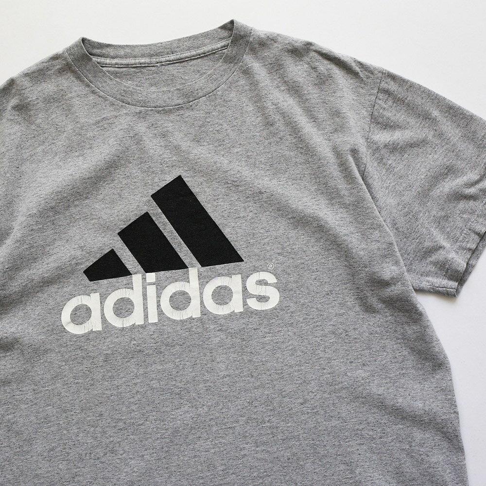  adidas アディダス ロゴ Tシャツ プリント グレー 灰色 古着 UR-0532
