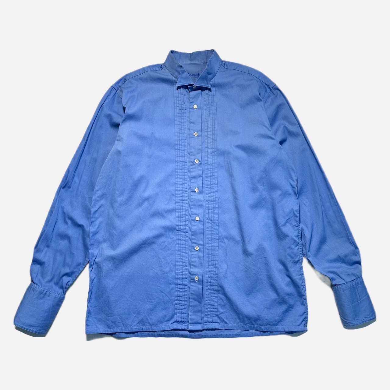 【中古】 ドレスシャツ 長袖シャツ 無地 サックスブルー 古着 UR-0014