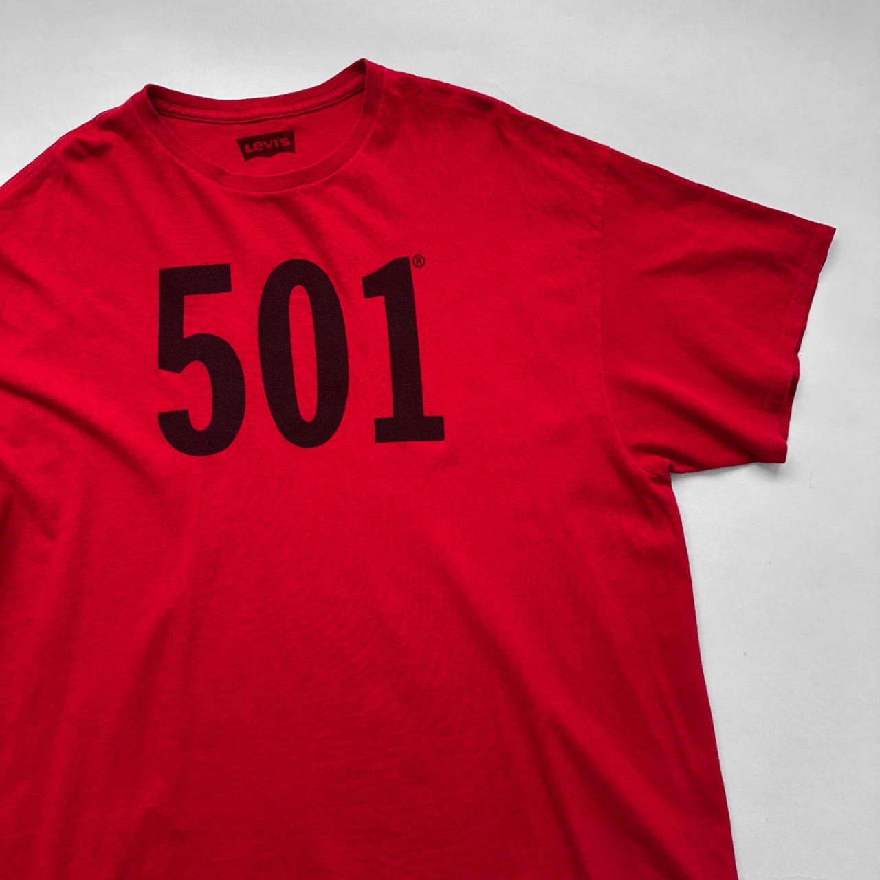  Levis リーバイス 501 プリント Tシャツ 2XLサイズ レッド 赤 古着 UR-0445