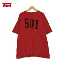 リーバイス Levis 501 プリント 半袖Tシャツ メンズ2XLサイズ レッド ユーズド 古着 t200625-27