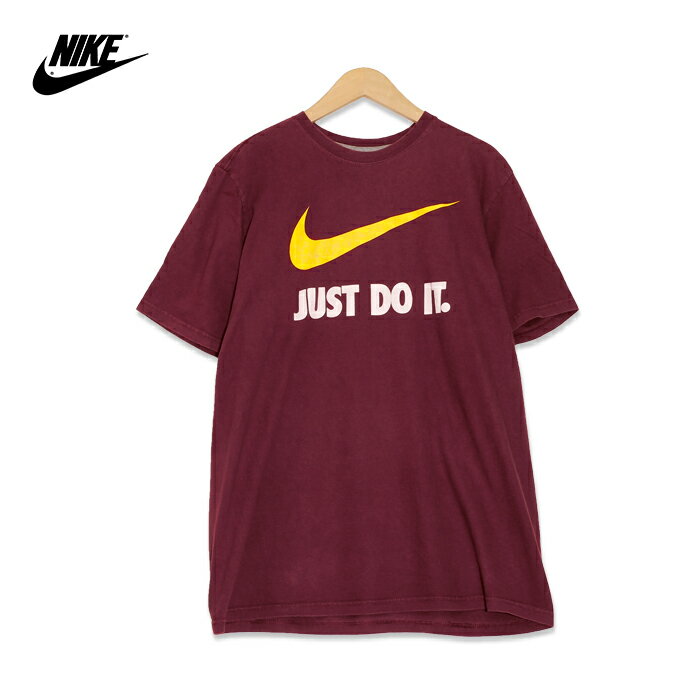 Nike ナイキ スウッシュ JUST DO IT. プリント 半袖Tシャツ メンズXLサイズ マルーン ユーズド 古着 t200625-68