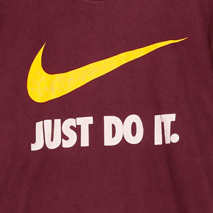 Nike ナイキ スウッシュ JUST DO IT. プリント 半袖Tシャツ メンズXLサイズ マルーン ユーズド 古着 t200625-68