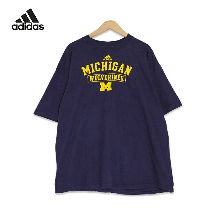 アディダス adidas ミシガン・ウルヴァリンズ プリント 半袖Tシャツ メンズ2XLサイズ ネイビー NCAA ユーズド 古着 t200625-87
