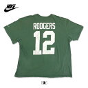 NFL グリーンベイ・パッカーズ アーロン・ロジャース 背番号12 バックプリントTシャツ XXL グリーン 古着 ユーズド t220610-1