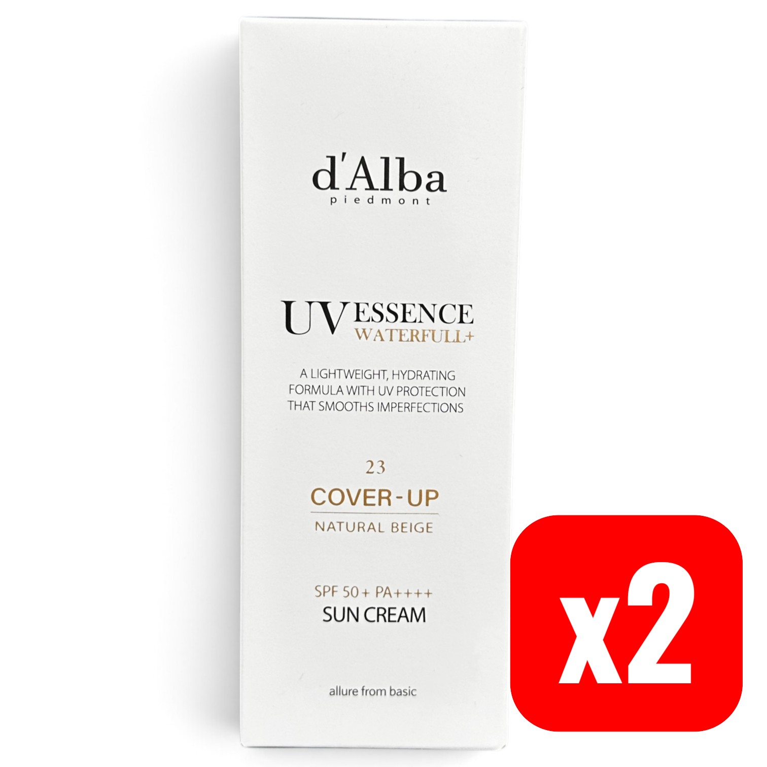 【d'Alba】ウォーターフル トーンアップサンクリーム ナチュラルカバーベージュ23号 50ml ×2本セット/ UV ESSENCE / SPF50+PA++++ 化粧下地 韓国コスメ 【並行輸入品】
