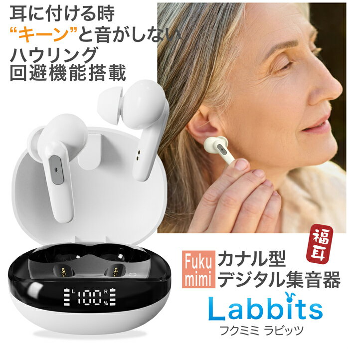 自動電源 左右耳用 イヤホンタイプ福耳 カナル型 デジタル 集音器 Labbits ラビッツ USB充電 ハウリング 回避 ノイズ…