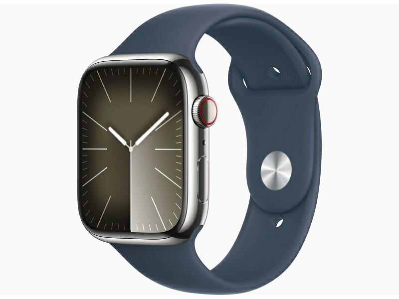 【中古(未使用買取品)】 Apple Watch Series 9 GPS+Cellularモデル 45mm MRMN3J/A (シルバーステンレススチールケース/ストームブルースポーツバンド S/M)