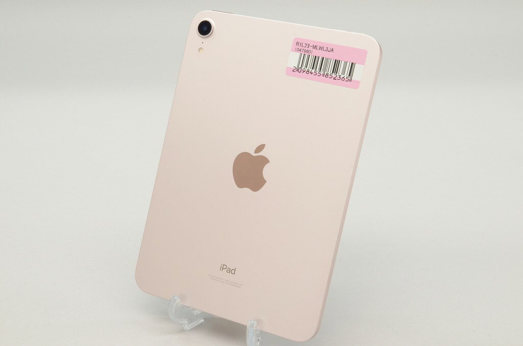 ■商品のご案内 商品名：iPad mini (第6世代) Wi-Fiモデル 64GB ピンク MLWL3J/A メーカー：Apple 型番：MLWL3J/A JAN/ISBN：4549995286014 ■製品の仕様 メーカー出荷時仕様（赤字は変更箇所です） OS：iPadOS26.6 CPU：AppleA15 ストレージ：64GB 無線LAN：IEEE802.11ax無線LAN、Bluetooth5.0 インターフェース：USB-C×1(DisplayPort、USB3.1Gen1対応) ディスプレイ：8.3インチ（2266×1488） 発売日：2021/09/01 ■返品・返金保証期間 3ヶ月保証 ■付属品 無し ■特記事項 付属品類全欠品（本体のみとなります） 上記の為、充電には別途ACアダプタ、USB-Cケーブルをご用意頂く必要があります 本体キズ、塗装剥げ、変色あり インカメラ内ゴミあり（撮影に影響ありません） ※中古商品につき、微細なキズ・汚れがございます。 　ご了承の上、お買い求め下さい。 ■社内処理欄 2098455852365 R1Lフヨ-MLWL3JA[21.08.26]【中古】Apple iPad mini (第6世代) Wi-Fiモデル 64GB ピンク MLWL3J/A ※商品写真はクリックで拡大出来ます ※化粧箱(元箱)は記載や商品写真に無い場合、付属いたしません。