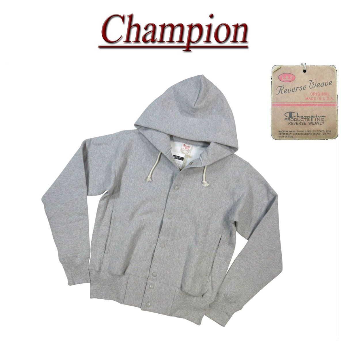 チャンピオン パーカー メンズ 【定番 4サイズ】ch571 新品 Champion USA産 赤単タグ リバースウィーブ 無地 フード付 スウェットスナップジャケット C5-E103 メンズ REVERSE WEAVE トレーナー パーカー チャンピオン MADE IN USA 【smtb-kd】