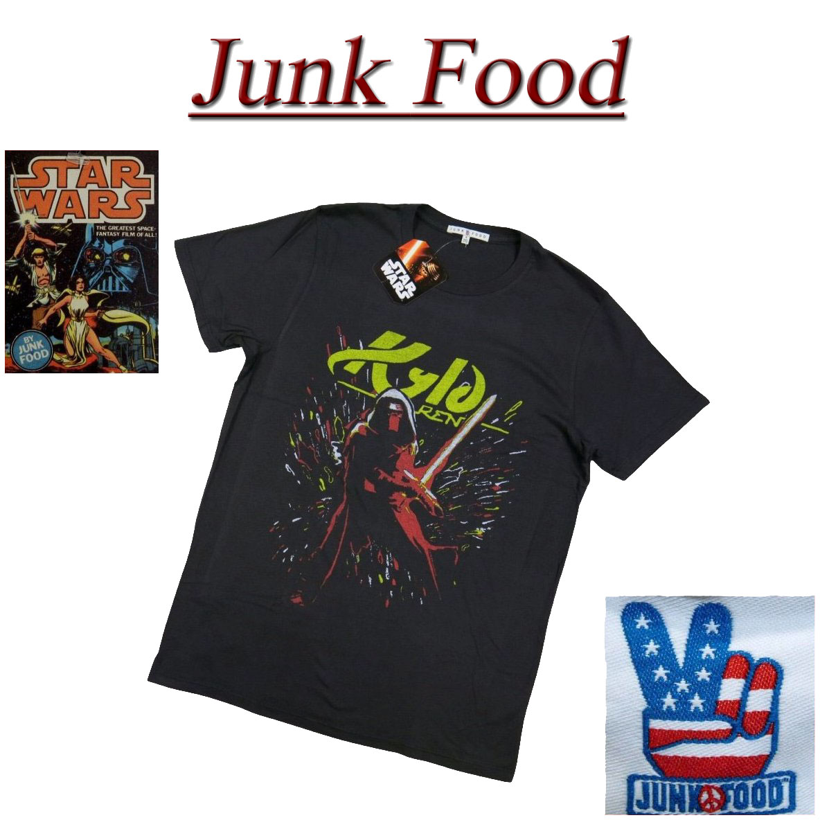  ab551 新品 JUNK FOOD USA産 KYLO REN STAR WARS スターウォーズ カイロレン 半袖 Tシャツ S2954-7730 メンズ ジャンクフード ティーシャツ JunkFood MADE IN USA 