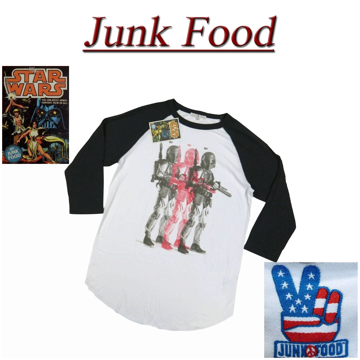 US 5 ab631  JUNK FOOD USA  ܥХեå 饰󥹥꡼ ʬµ T S2945-7822  󥯥ա BOBA FETT STAR WARS ƥ JunkFood MADE IN USA smtb-kd