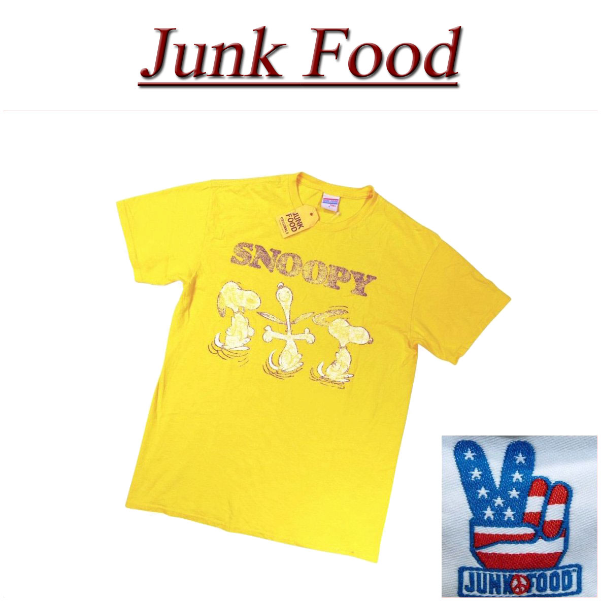 【US規格 5サイズ】 ac121 新品 JUNK FOOD SNOOPY スヌーピー 半袖 Tシャツ P1418-8068 メンズ ジャンクフード ピーナッツ ティーシャツ JunkFood 【smtb-kd】